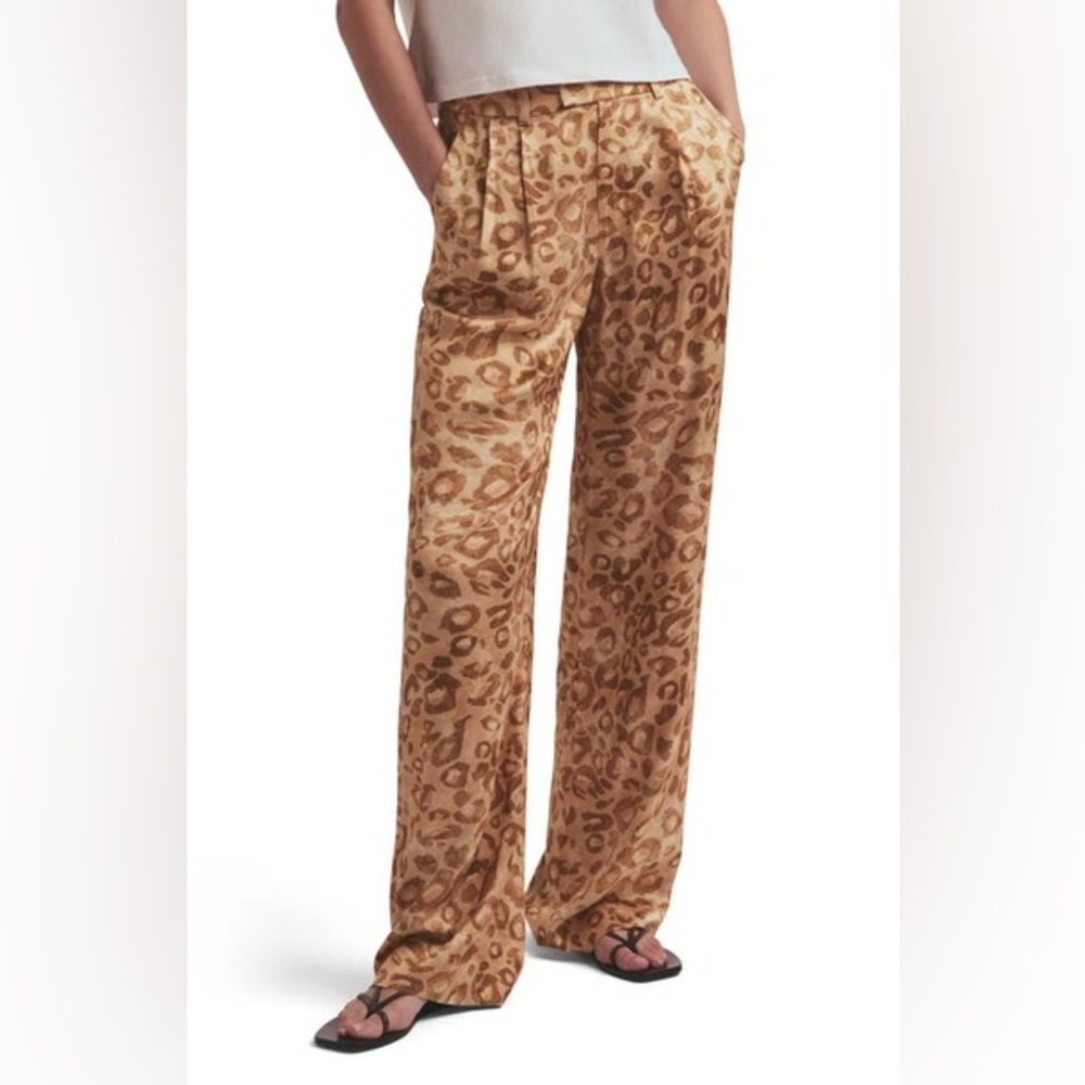 Favorite Daughter Favorite Pant Wide Leg Leopard Print in Tan and Brown